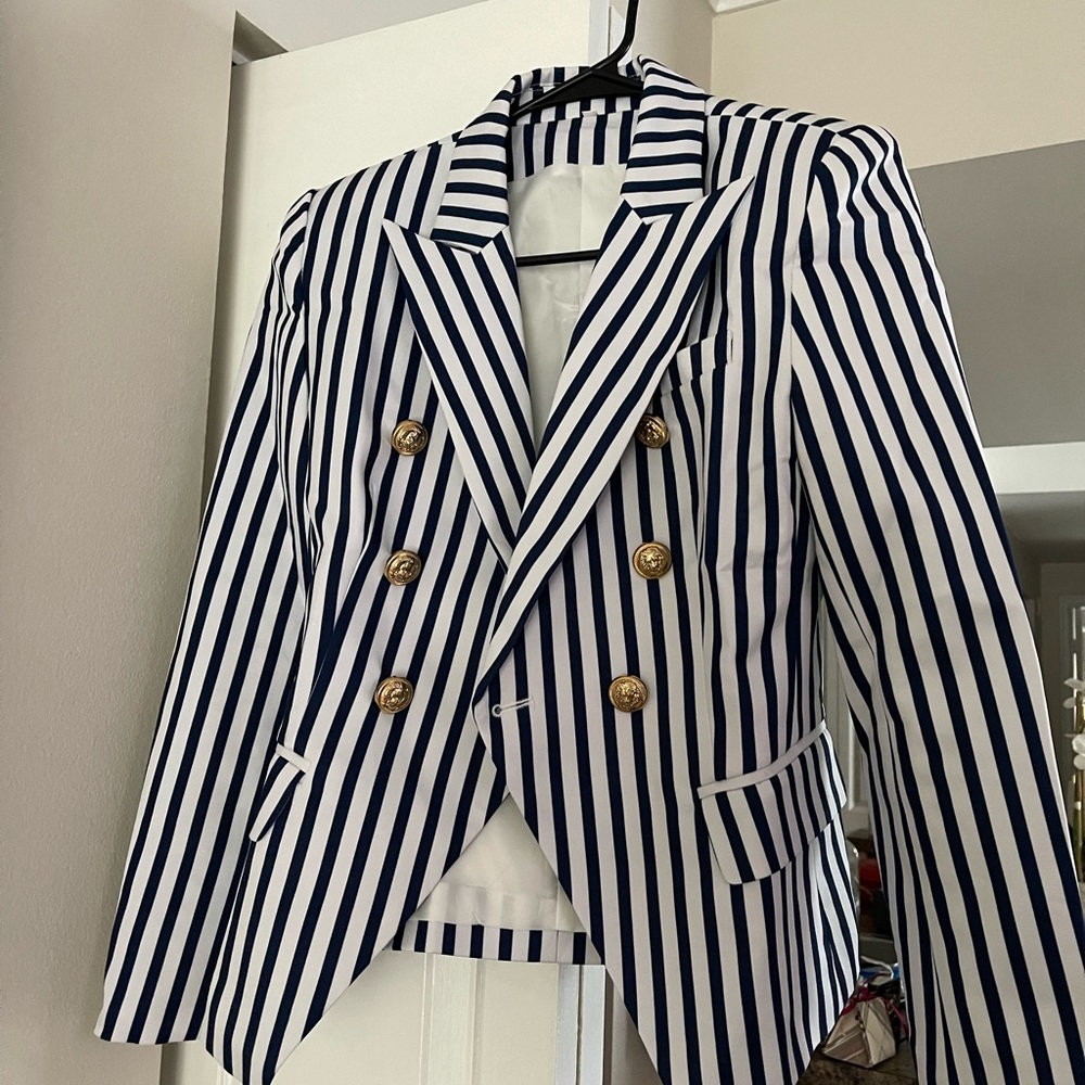Navy stripe blazer